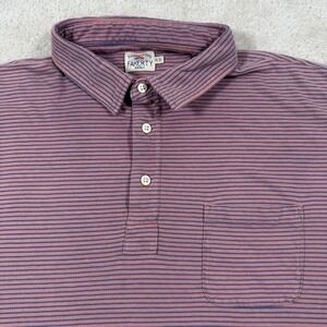 Faherty Polo Shirt Mens XL Pink Blue Striped Organic Cotton Casual *No Care Tag
